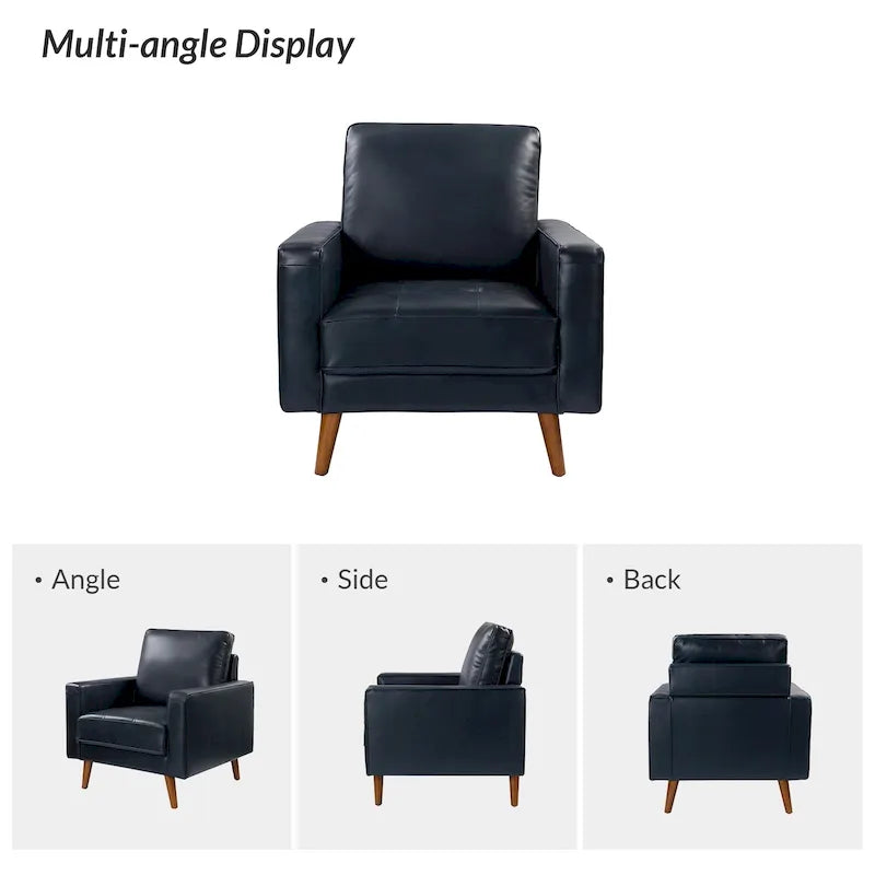 Elizabeth Mid-century Genuine Leather Arm Chair by HULALA HOME