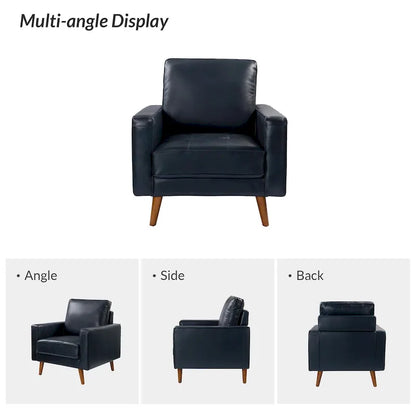 Elizabeth Mid-century Genuine Leather Arm Chair by HULALA HOME