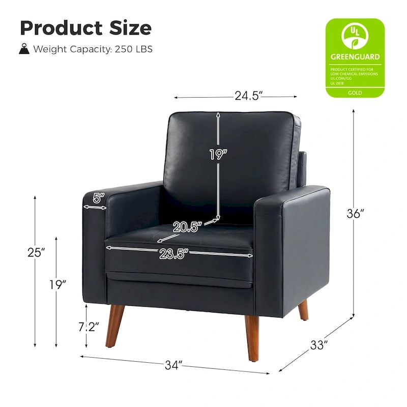 Elizabeth Mid-century Genuine Leather Arm Chair by HULALA HOME