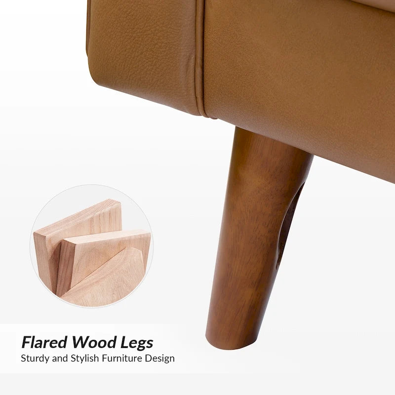 Elizabeth Mid-century Genuine Leather Arm Chair by HULALA HOME