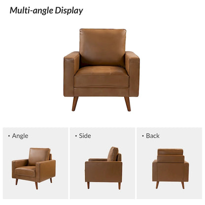 Elizabeth Mid-century Genuine Leather Arm Chair by HULALA HOME