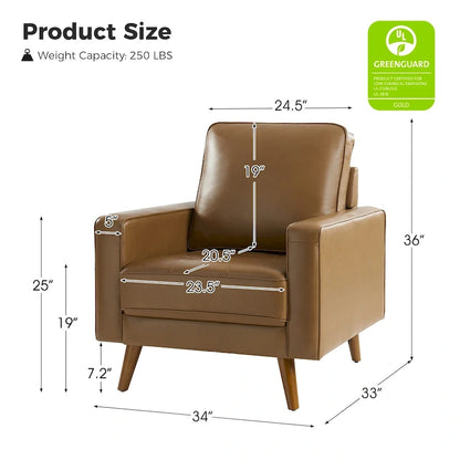 Elizabeth Mid-century Genuine Leather Arm Chair by HULALA HOME