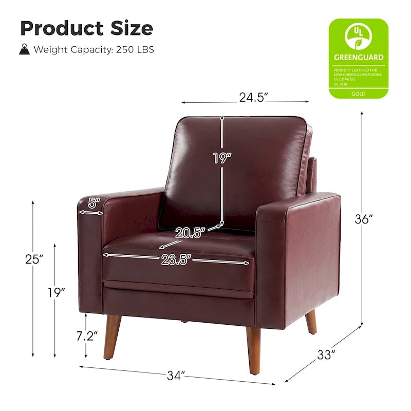 Elizabeth Mid-century Genuine Leather Arm Chair by HULALA HOME