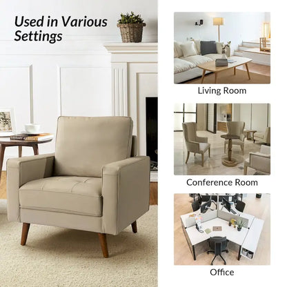 Elizabeth Mid-century Genuine Leather Arm Chair by HULALA HOME