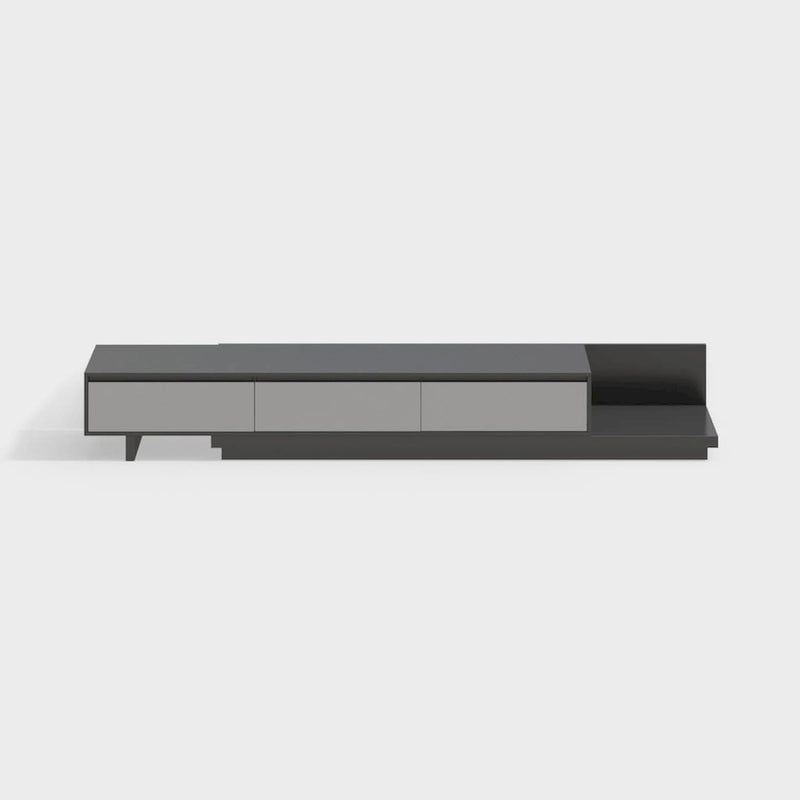 Extendable 118 Modern TV Stand with 3 Spacious Drawers, Adjustable Length Media Console for Living Room