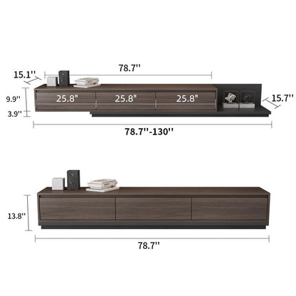 Extendable 118 Modern TV Stand with 3 Spacious Drawers, Adjustable Length Media Console for Living Room