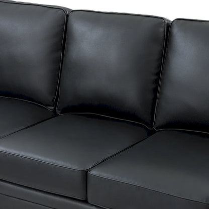 Rita Living Room 3-Seat Genuine Leather Sofa with Solid Wood Legs and Nailhead