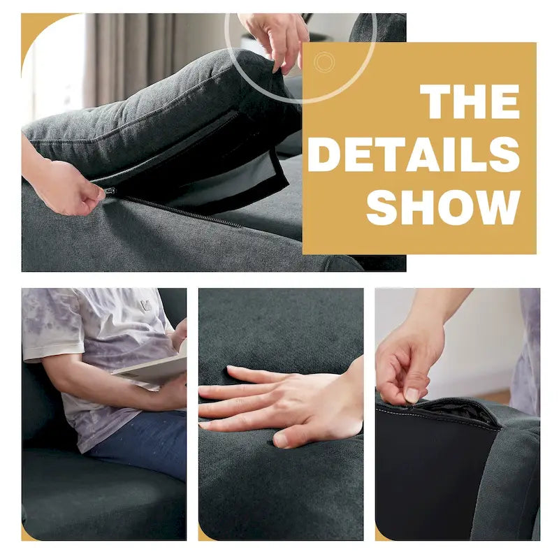 3-Piece Living Room Sectional Sofa Set with Chair and Ottoman