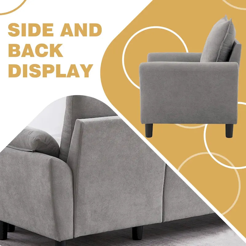 3-Piece Living Room Sectional Sofa Set with Chair and Ottoman