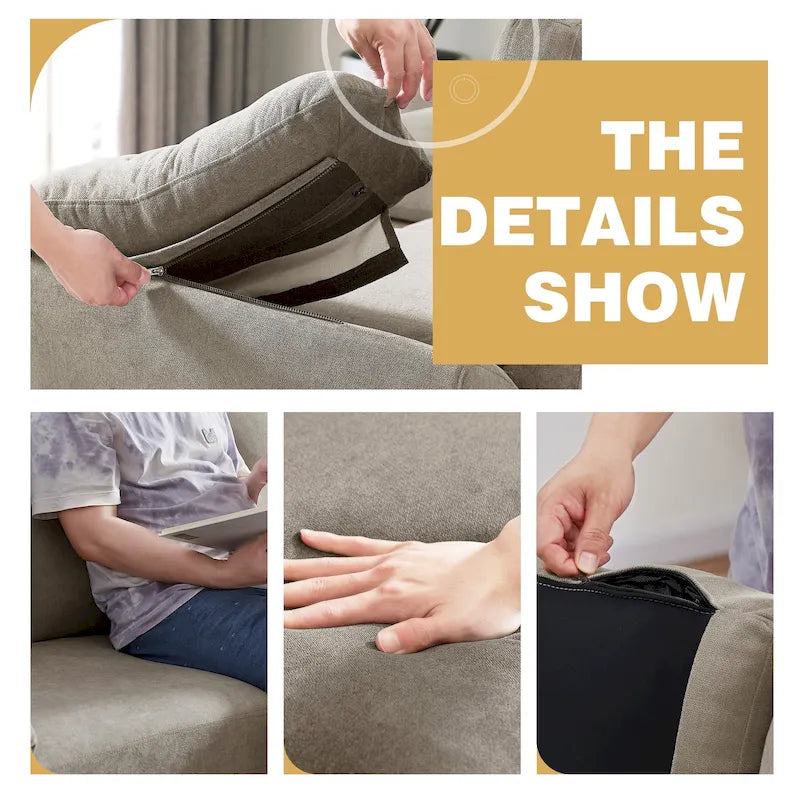 3-Piece Living Room Sectional Sofa Set with Chair and Ottoman