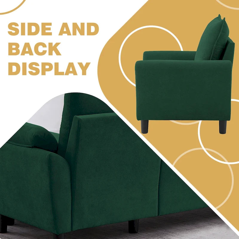 3-Piece Living Room Sectional Sofa Set with Chair and Ottoman