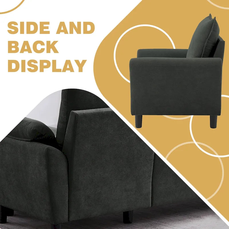 3-Piece Living Room Sectional Sofa Set with Chair and Ottoman