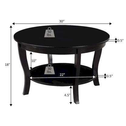 Convenience Concepts American Heritage Round Coffee Table with Shelf