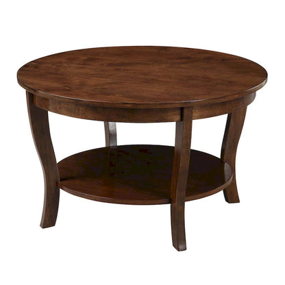 Convenience Concepts American Heritage Round Coffee Table with Shelf