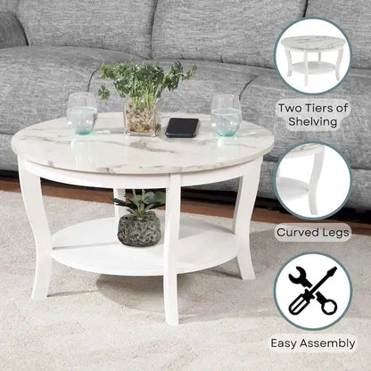 Convenience Concepts American Heritage Round Coffee Table with Shelf