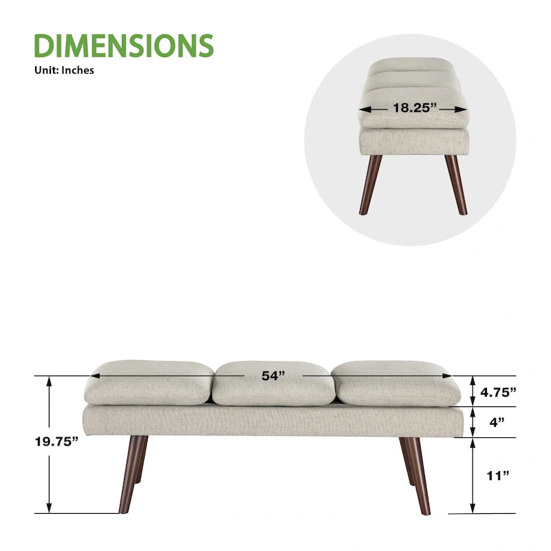 Amanda 54 Mid-Century Bench