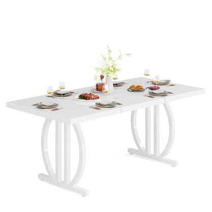 Dining Table for 4-6 People, 63-Inch Large Dining Room Table, High Glossy Finished
