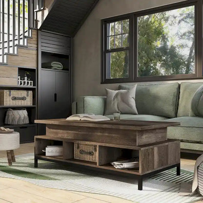 DH BASIC Rustic 47-inch Lift-Top Coffee Table with Storage