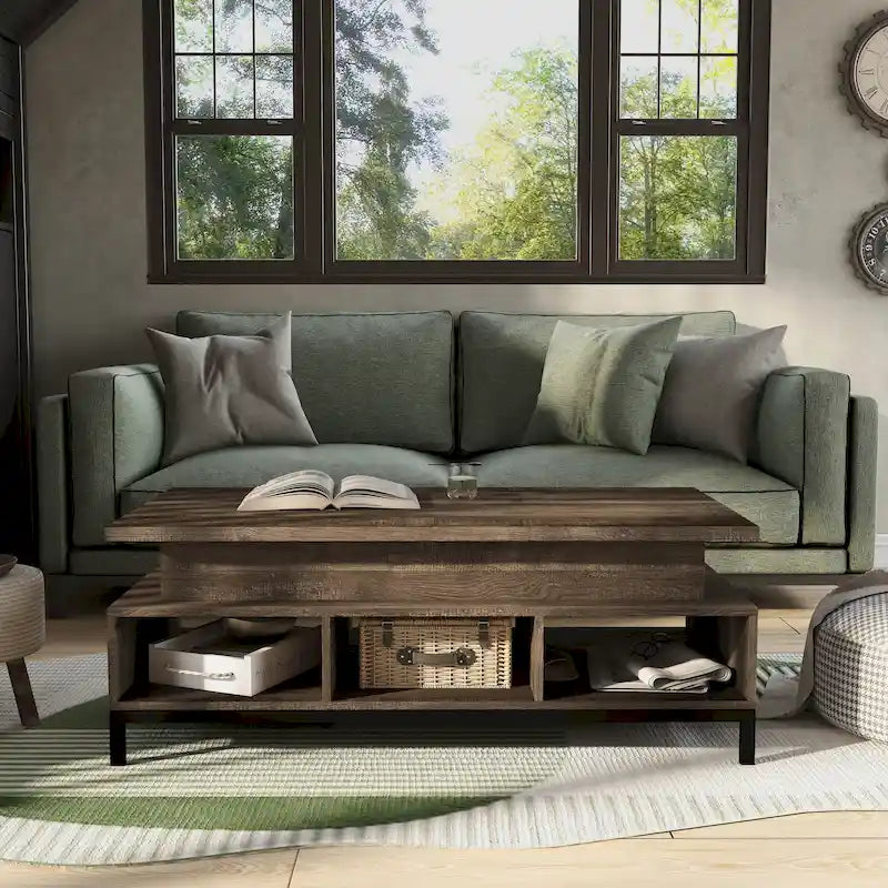 DH BASIC Rustic 47-inch Lift-Top Coffee Table with Storage