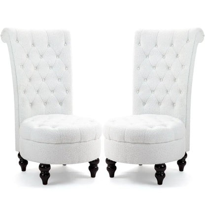 AVAWING Set of 2 Throne Royal Chair Thick Padding and Rubberwood Legs