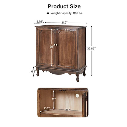 Pallantium 34Tall-2 Door Farmhouse Style Accent Cabinet by HULALA HOME