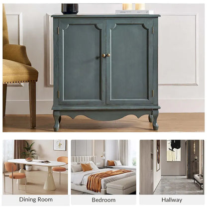 Pallantium 34Tall-2 Door Farmhouse Style Accent Cabinet by HULALA HOME