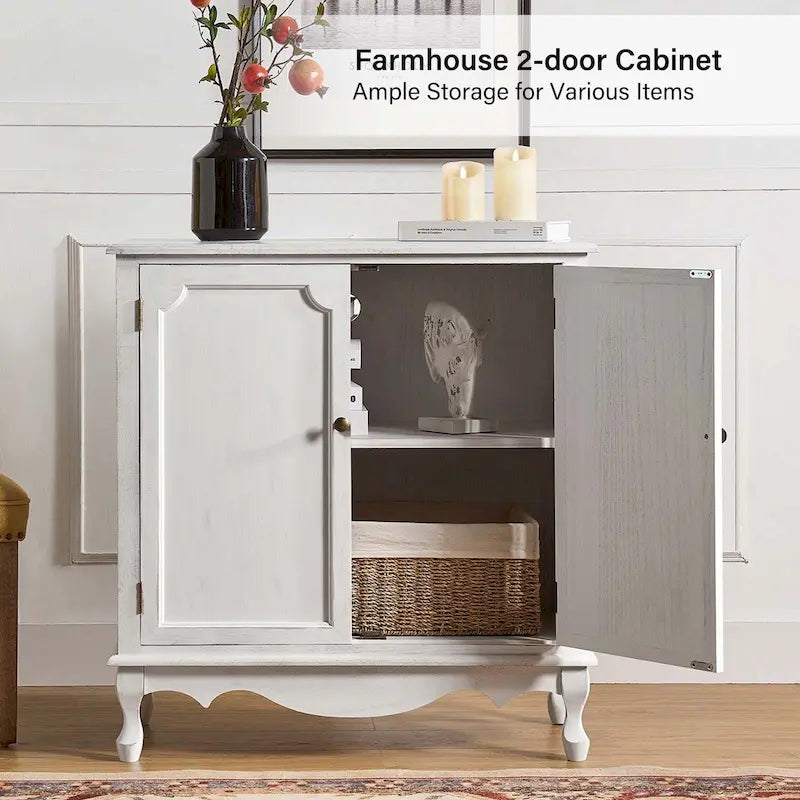 Pallantium 34Tall-2 Door Farmhouse Style Accent Cabinet by HULALA HOME
