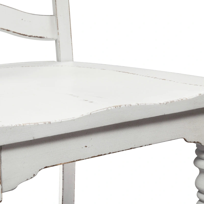 Magnolia Manor Antique White Weathered Bark 6 Piece Leg Table Set