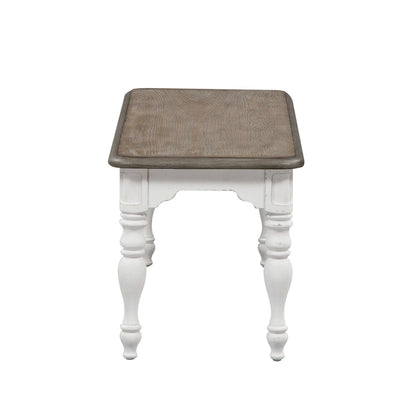 Magnolia Manor Antique White Weathered Bark 6 Piece Leg Table Set