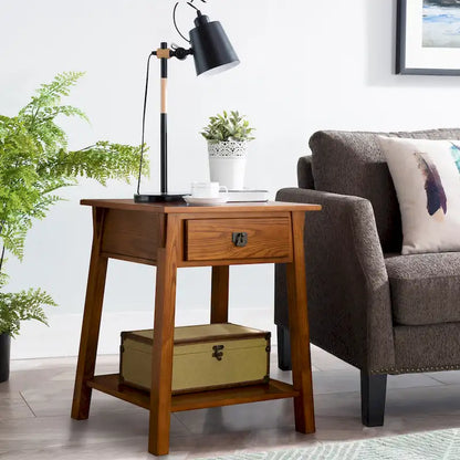 Leick Home Solid Wood Mission End Table with Drawer