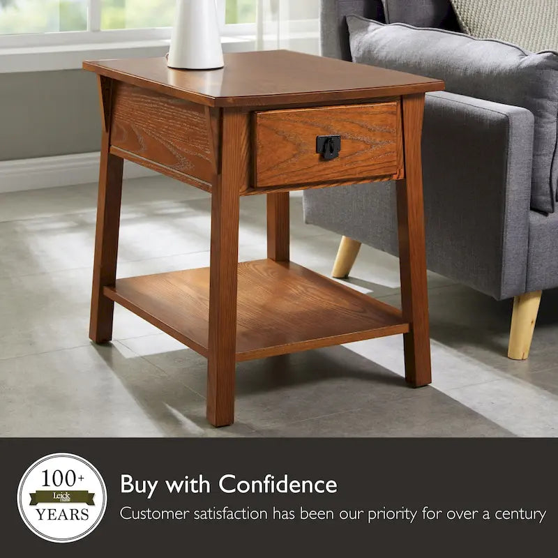 Leick Home Solid Wood Mission End Table with Drawer