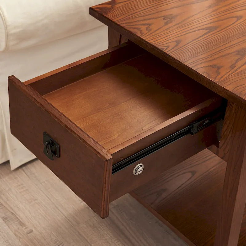 Leick Home Solid Wood Mission End Table with Drawer