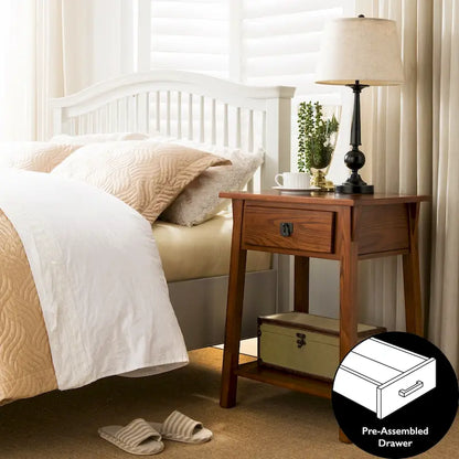 Leick Home Solid Wood Mission End Table with Drawer