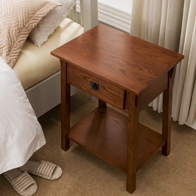 Leick Home Solid Wood Mission End Table with Drawer