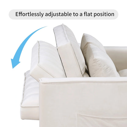 Classic 55 Width Pull Out Tufted Convertible Loveseat Sleeper Sofa Bed - 55W x 68L x 20H