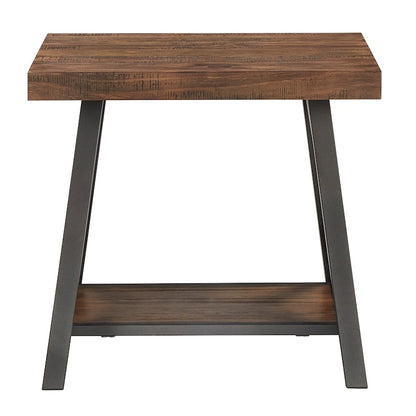 Bryson Rustic X-Base End Table with Shelf by iNSPIRE Q Classic