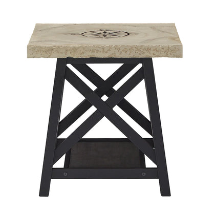 Bryson Rustic X-Base End Table with Shelf by iNSPIRE Q Classic