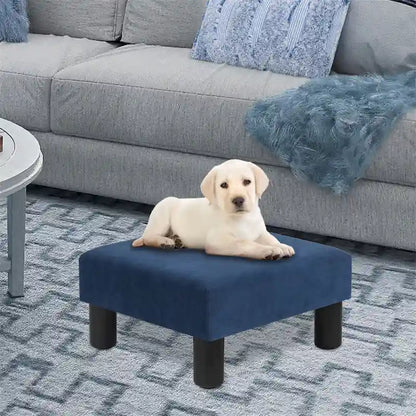 Adeco Ottoman Upholstered Fabric Footrest Pet Steps Dog Stair Stool