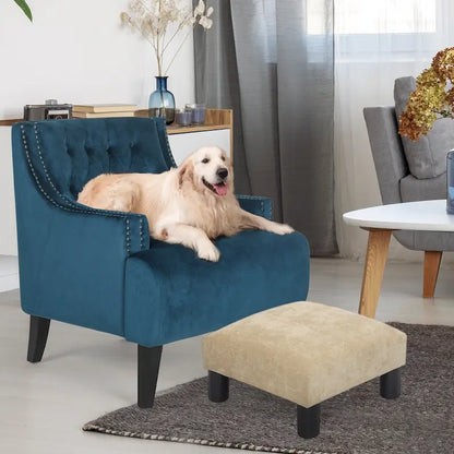 Adeco Ottoman Upholstered Fabric Footrest Pet Steps Dog Stair Stool