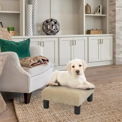 Adeco Ottoman Upholstered Fabric Footrest Pet Steps Dog Stair Stool