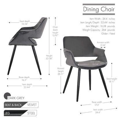 Porthos Home Fulco Velvet Mid-century Dining Chair