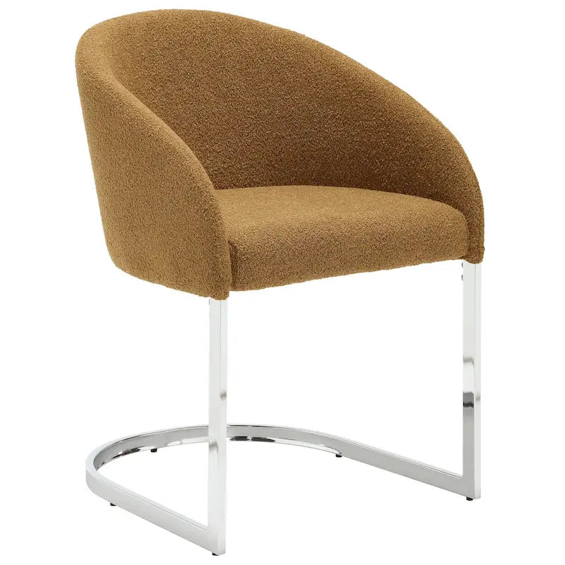 Modern Fabric Upholstered Dining Chairs, Boucle Arm Side Chair - 30 H x 22.2 W x 21.7 D