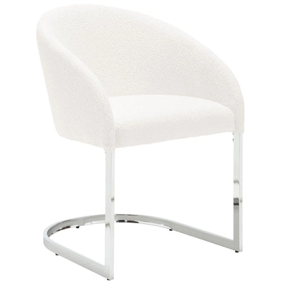 Modern Fabric Upholstered Dining Chairs, Boucle Arm Side Chair - 30 H x 22.2 W x 21.7 D
