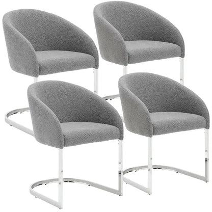 Modern Fabric Upholstered Dining Chairs, Boucle Arm Side Chair - 30 H x 22.2 W x 21.7 D