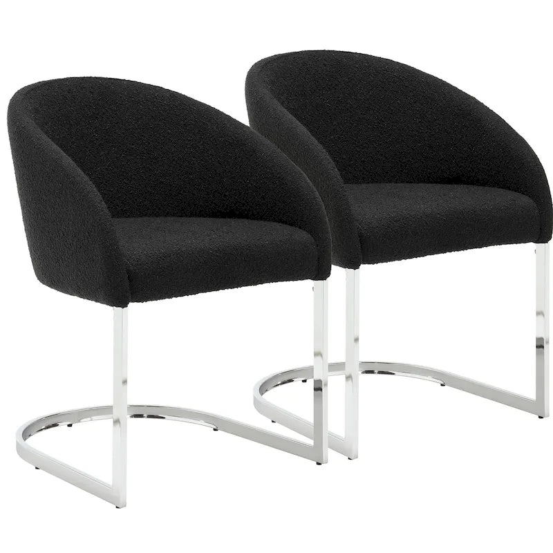 Modern Fabric Upholstered Dining Chairs, Boucle Arm Side Chair - 30 H x 22.2 W x 21.7 D