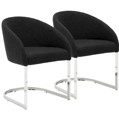 Modern Fabric Upholstered Dining Chairs, Boucle Arm Side Chair - 30 H x 22.2 W x 21.7 D