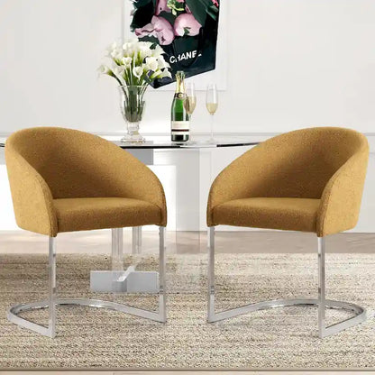 Modern Fabric Upholstered Dining Chairs, Boucle Arm Side Chair - 30 H x 22.2 W x 21.7 D