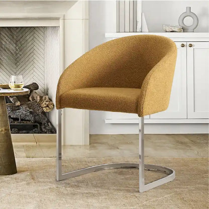 Modern Fabric Upholstered Dining Chairs, Boucle Arm Side Chair - 30 H x 22.2 W x 21.7 D