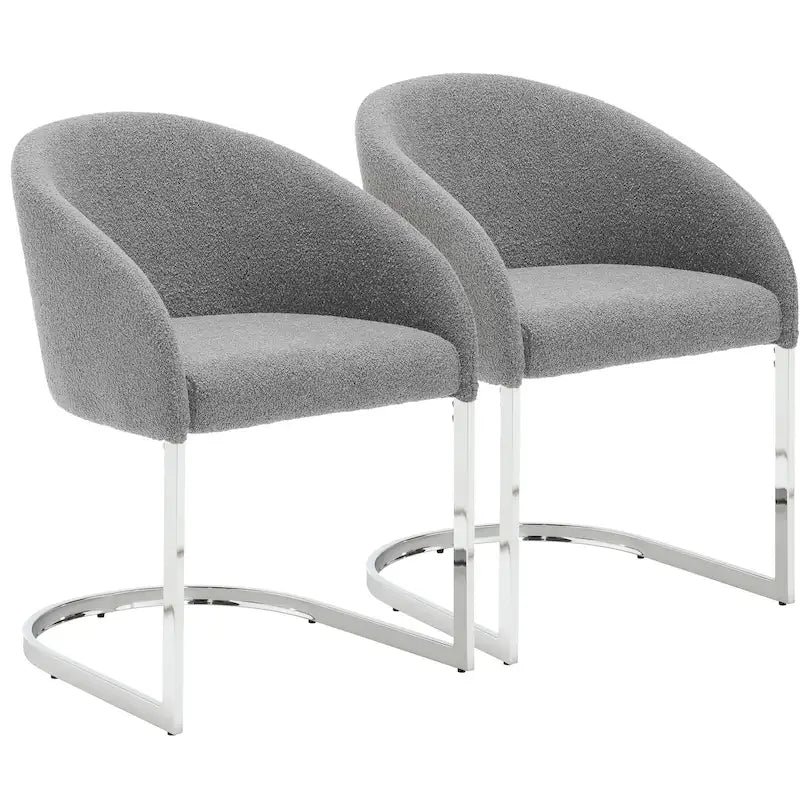 Modern Fabric Upholstered Dining Chairs, Boucle Arm Side Chair - 30 H x 22.2 W x 21.7 D