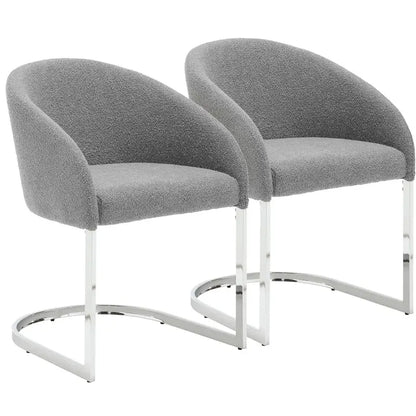 Modern Fabric Upholstered Dining Chairs, Boucle Arm Side Chair - 30 H x 22.2 W x 21.7 D